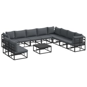 vidaXL Set Divano da Giardino 11 pz Nero Alluminio