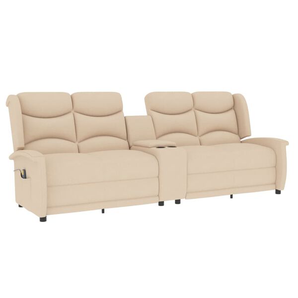 vidaXL Divano Massaggiante 4 Posti con Portabicchieri Crema Similpelle