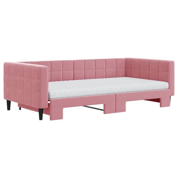 vidaXL Divano Letto Estraibile con Materassi Rosa 100x200 cm Velluto
