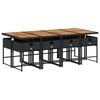 vidaXL Set da Pranzo da Giardino 9 pz con Cuscini Nero in Polyrattan