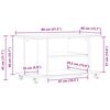 vidaXL Mobile TV Ruote Rovere Nero 80x40x45cm Legno Multistrato