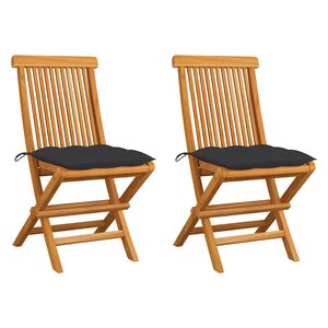 vidaXL Sedie Pieghevoli con Cuscini Antracite 2 pz Massello di Teak