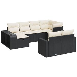 vidaXL Set Divani da Giardino 10pz con Cuscini in Polyrattan Nero