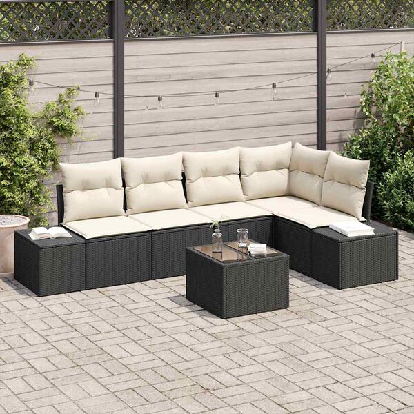 vidaXL Set Divano da Giardino 6 pcs Nero polyrattan