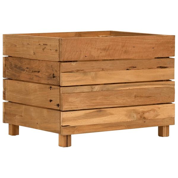 vidaXL Letto Rialzato 50x40x38 cm Legno di Teak di Recupero e Acciaio