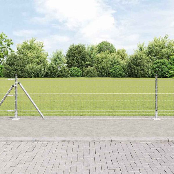 vidaXL Recinzione con Posto Argento 0,6 x 50 m Acciaio