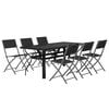 vidaXL Set da Pranzo da Giardino 7 pz Grigio e Nero
