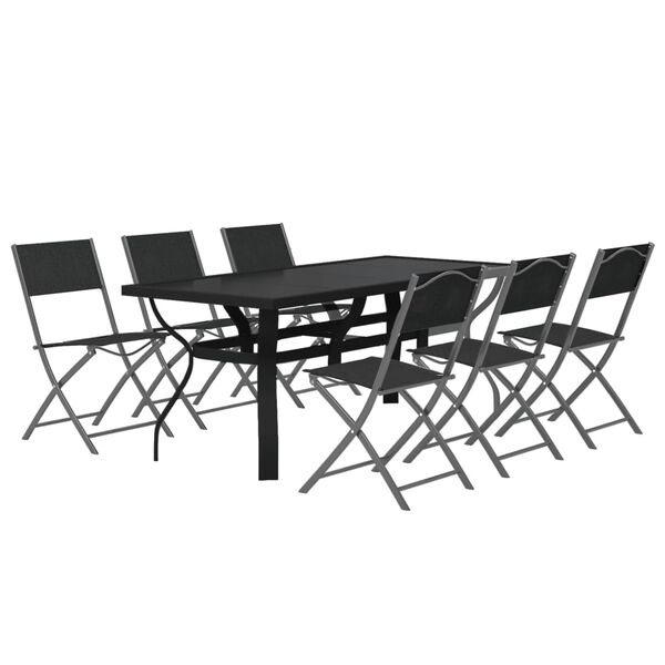 vidaXL Set da Pranzo da Giardino 7 pz Grigio e Nero