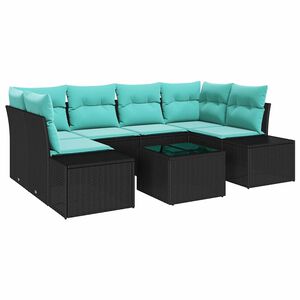 vidaXL Set Divano da Giardino 7 pz Nero polyrattan