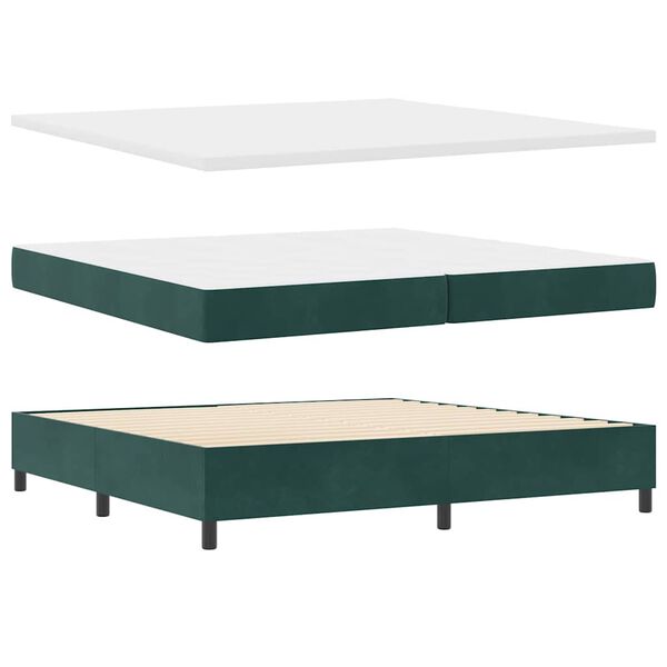 vidaXL Letto a molle con materasso Verde scuro 200 x 200 cm Velluto