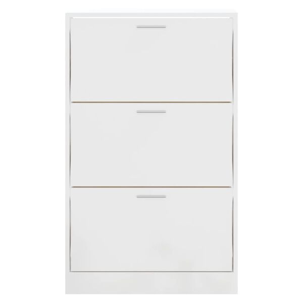 vidaXL Scarpiera Bianco Lucido 63x24x103 cm in Legno Multistrato