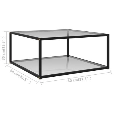 vidaXL Tavolino da Salotto Trasparente 80x80x35 cm in Vetro Temperato