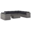 vidaXL Set Divani da Giardino 10 pz con Cuscini in Polyrattan Grigio