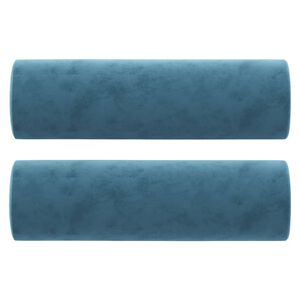 vidaXL Cuscini Decorativi 2 pz Blu Ø15x50 cm in Velluto
