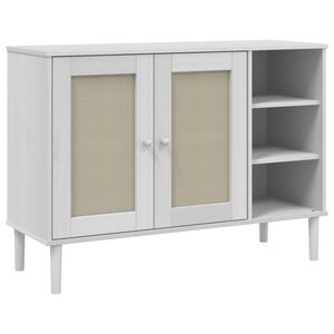 vidaXL Credenza SENJA Aspetto Rattan Bianco 112x40x80 cm Massello Pino