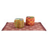 vidaXL Pouf e Tappeto 3 pz in Tessuto Patchwork