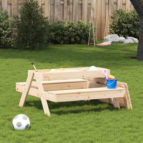 vidaXL Tavolo Picnic con Sabbiera per Bambini Legno Massello di Pino