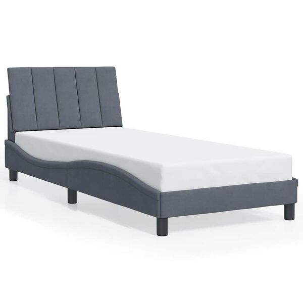 vidaXL Giroletto senza Materasso Hanko Grigio Scuro 90x190 cm Velluto