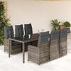 vidaXL Set Bistr&ograve; da Giardino 7 pz con Cuscini in Polyrattan Grigio