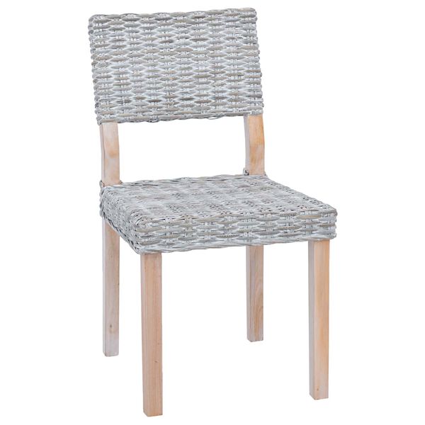 vidaXL Sedia da pranzo 2 pcs Bianco Lavato 46 x 55 x 84 cm Rattan Kubu