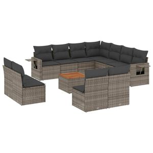 vidaXL Set Divani da Giardino 12 pz con Cuscini Grigio in Polyrattan