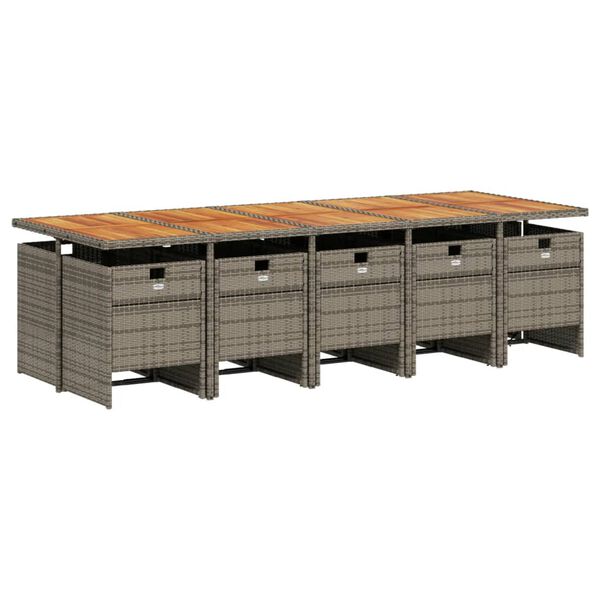 vidaXL Set da Pranzo da Giardino 11pz con Cuscini in Polyrattan Grigio