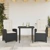 vidaXL Set da Pranzo da Giardino 3 pz con Cuscini Nero in Polyrattan