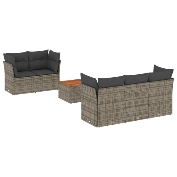 vidaXL Set Divano da Giardino 6 pz con Cuscini Grigio in Polyrattan