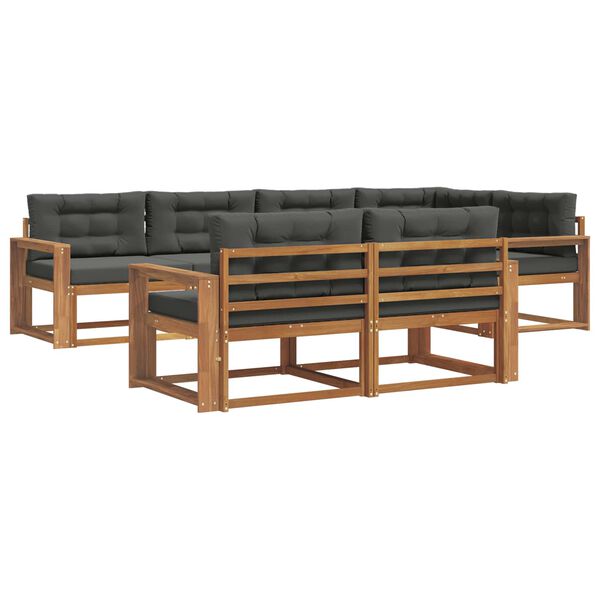 vidaXL Set di divani da esterno con cuscino 7 pcs Naturale e Antracite