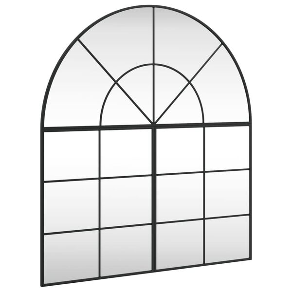 vidaXL Specchio da Parete Nero 100x110 cm Arco in Ferro