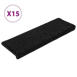 vidaXL Tappetini per scale 15 pz 65x21x4 cm Nero Bordo rettangolare