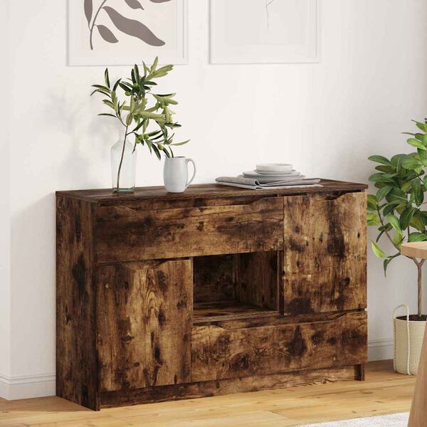 vidaXL Credenza Rovere fum&eacute; 100 x 30 x 65,6 Legno multistrato
