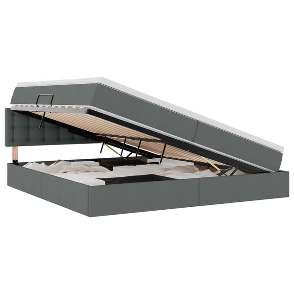 vidaXL Letto con contenitore e LED Grigio scuro 200 x 200 cm Tessuto