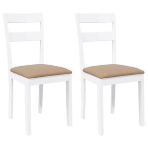 vidaXL Sedie da Pranzo con Cuscini 2 pz Bianco Legno Massello di Hevea
