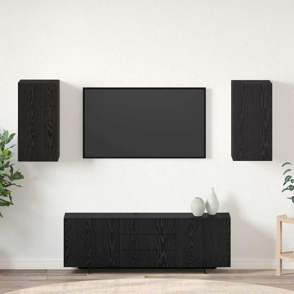 vidaXL Mobile TV da Parete 2 pcs Rovere Nero 30,5 x 30 x 60 cm
