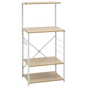 vidaXL Mobile Microonde Bianco Rovere 60x39,6x123cm Legno Multistrato