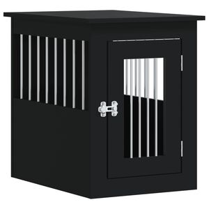 vidaXL Gabbia Cani da Arredamento Nera 45x62x59cm Legno Multistrato