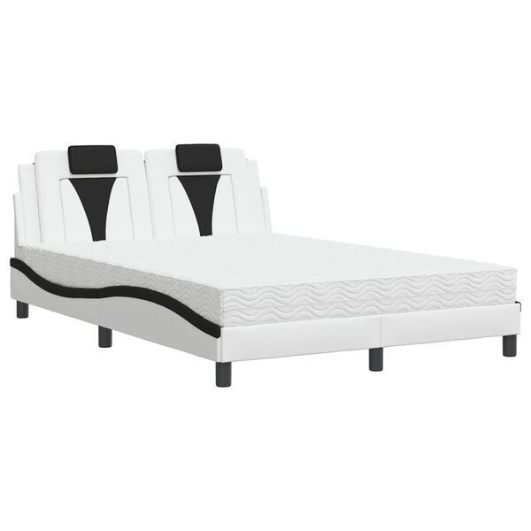 vidaXL Letto Viana con Materasso Bianco e Nero 140x190 cm in Similpelle