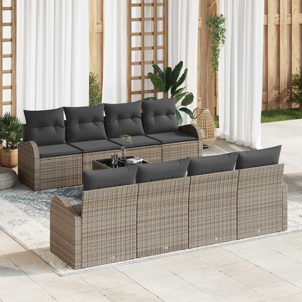 vidaXL Set Divano da Giardino Grigio 55 x 55 x 37 cm polyrattan