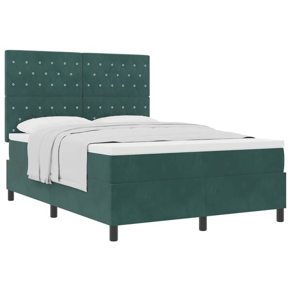 vidaXL Letto a molle con materasso Verde Scuro 140 x 200 cm Tessuto