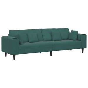 vidaXL Divano con cuscino Verde Scuro 250 x 77 x 76 cm Velluto