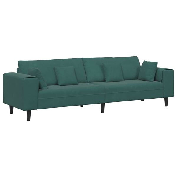vidaXL Divano con cuscino Verde Scuro 250 x 77 x 76 cm Velluto