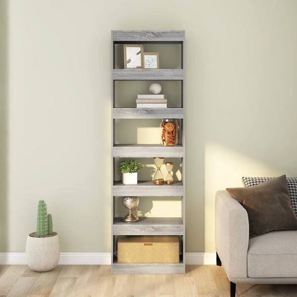 vidaXL Libreria/Divisorio Grigio Sonoma 60x30x198 cm