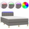vidaXL Letto a Molle Materasso e LED Grigio Scuro 120x200cm in Tessuto