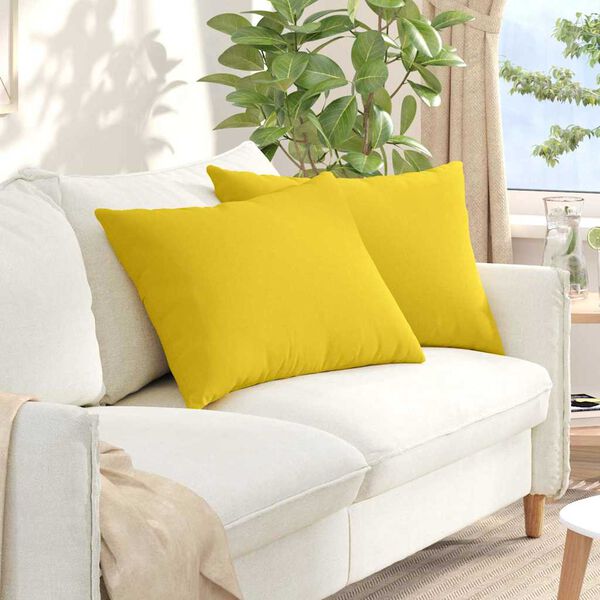 vidaXL Cuscini da Divano 2 pcs Giallo Chiaro 70 x 50 cm Tessuto