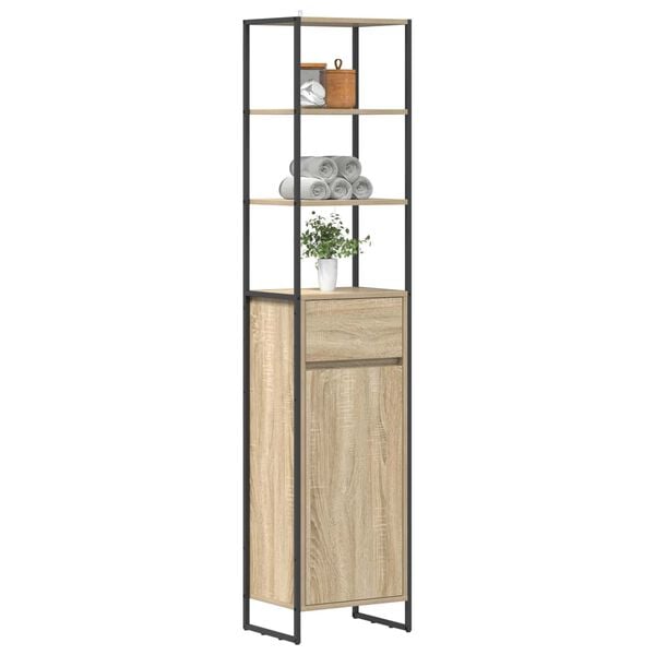 vidaXL Mobile da Bagno Sonoma 40 x 30 x 180 cm Legno multistrato