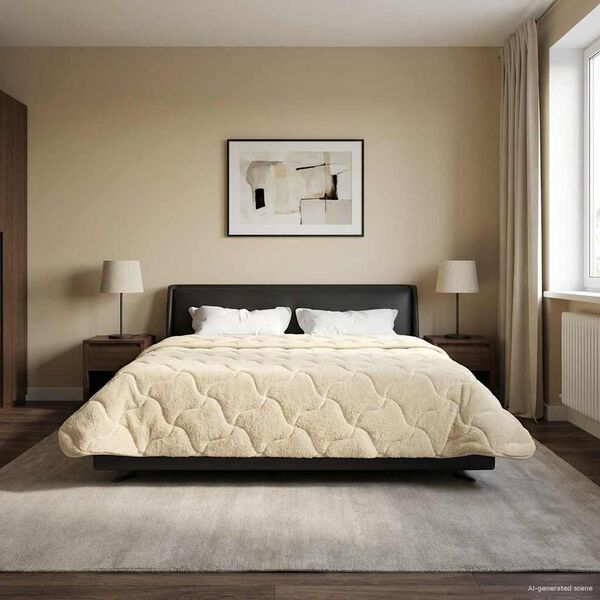 vidaXL Duvet Invernale Crema 220 x 240 cm Microfibra e Fleece Teddy