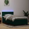 vidaXL Letto a Molle con Materasso e LED Verde Scuro 80x220 cm Velluto