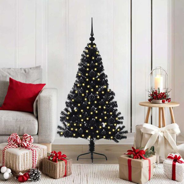 vidaXL Albero di Natale artificiale con luci integrate Nero 120 cm PVC