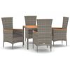 vidaXL Set da Pranzo da Giardino 5 pz con Cuscini in Polyrattan Grigio